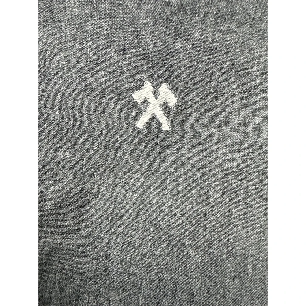 North Face Shirt Mens L Gray/Black Short Sleeve Button Up AOP Axe Outdoor Hiking